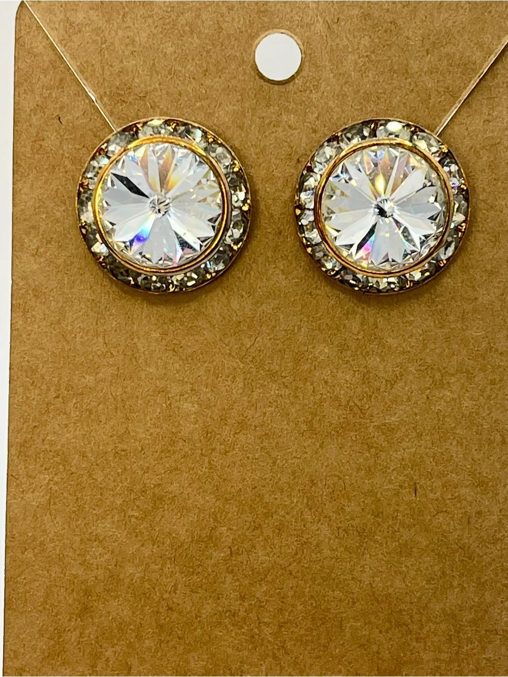 Gold Crystal Multi-Strand Statement Necklace with Matching Studs